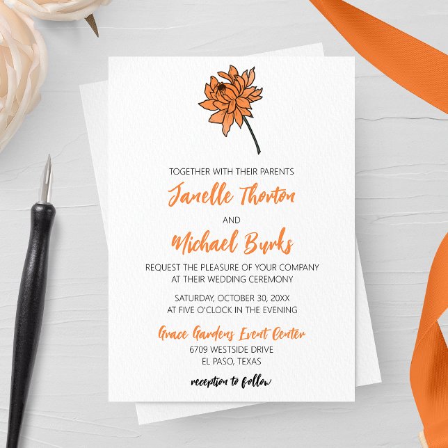 Minimalist Chrysanthemum Wedding Invitation (Creator Uploaded)