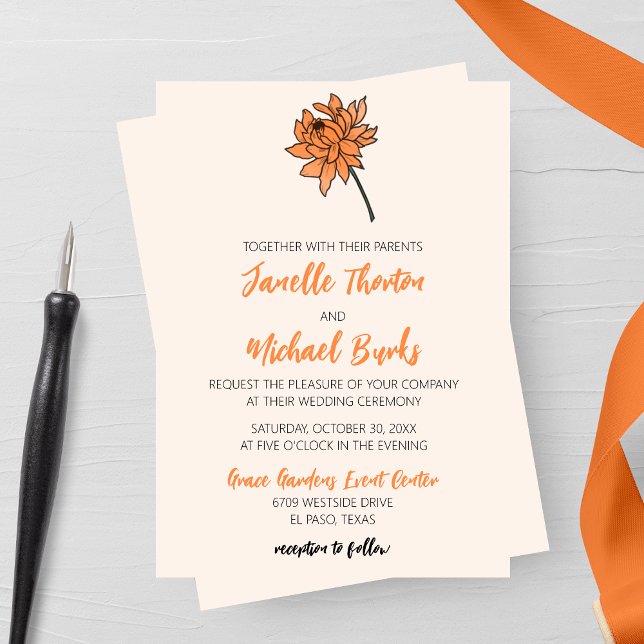 Minimalist Chrysanthemum Wedding Invitation (Creator Uploaded)