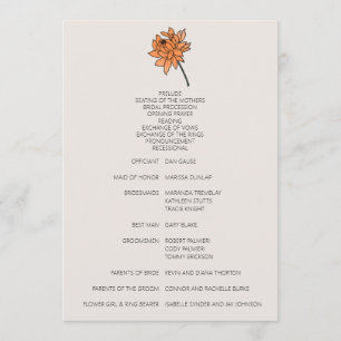 Minimalist Chrysanthemum Wedding Program
