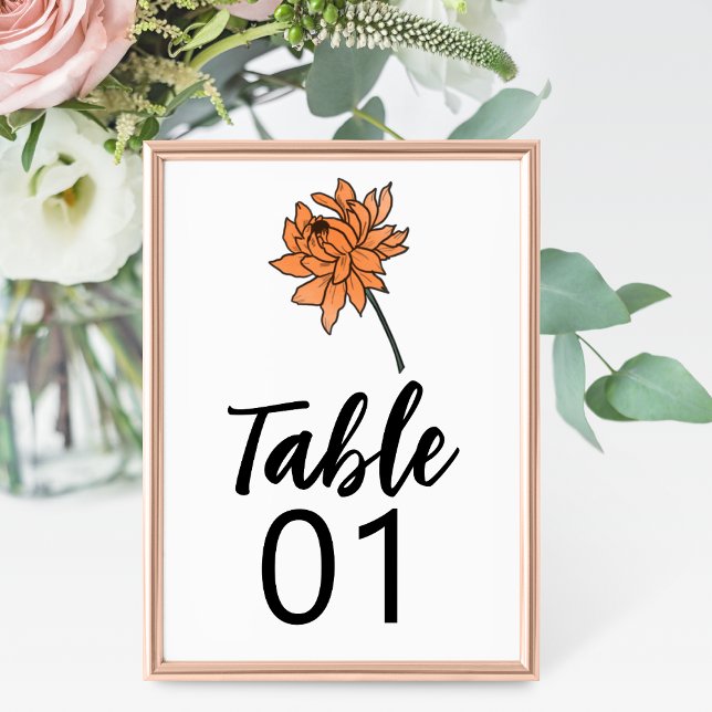 Minimalist Chrysanthemum Wedding Table Number (Creator Uploaded)