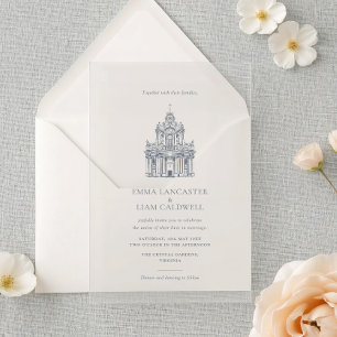 Minimalist Church Venue I Baroque Wedding Acrylic Invitations
