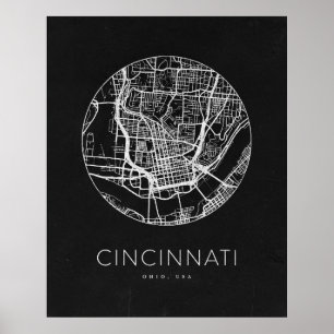 Minimalist Cincinnati City Map Poster