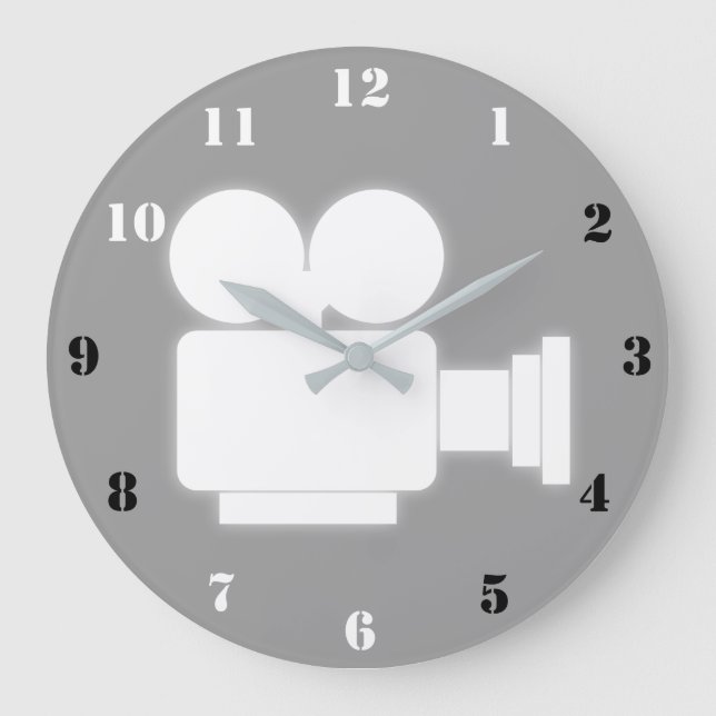 MINIMALIST CINE CAMERA ICON WITH NUMBERS LARGE CLOCK (Front)