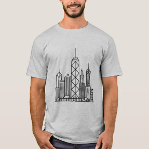 Minimalist city skyline in geometric lines T-Shirt