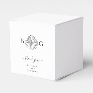 Minimalist Clam Seashell Monogram Wedding  Favour Box
