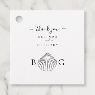 Minimalist Clam Seashell Monogram Wedding Favour Tags