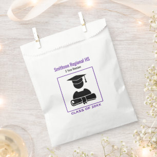 Minimalist Class Reunion Black Purple Custom Favour Bag