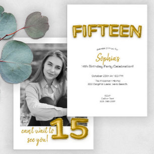 Minimalist Classic 15th Birthday Invitation
