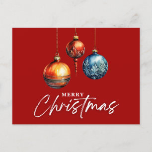 Minimalist Classic Bauble Christmas Red Blank  Postcard