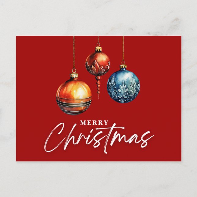 Minimalist Classic Bauble Christmas Red Blank  Postcard (Front)