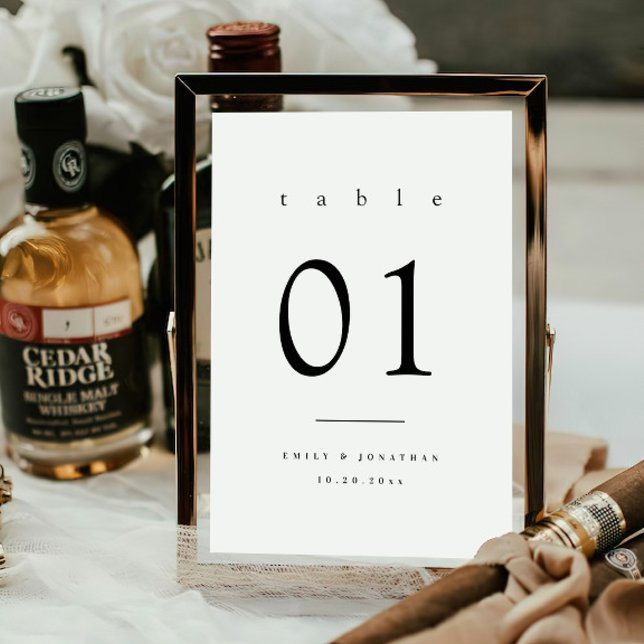 Minimalist Classic Black and White Wedding Table Number (Creator Uploaded)