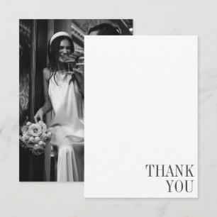 Minimalist Classic Black Typography Photo Wedding  Thank You Card
