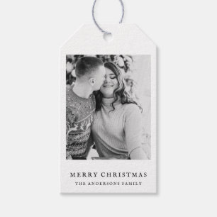 Minimalist Classic Black & White Photo Christmas  Gift Tags