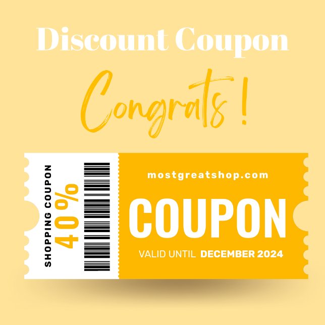 MINIMALIST CLASSIC BOLD YELLOW SHOPPING COUPON RACK CARD (Creator Uploaded)