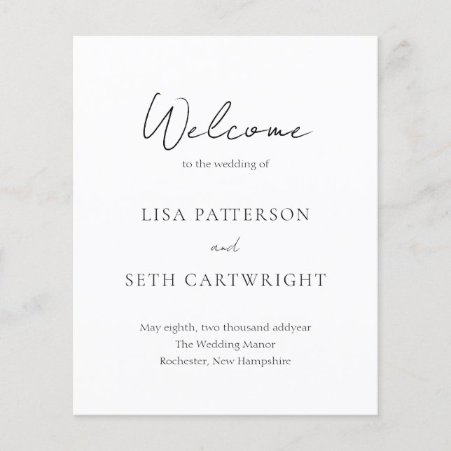 Minimalist Classic Budget Wedding Program Flyer (Front)