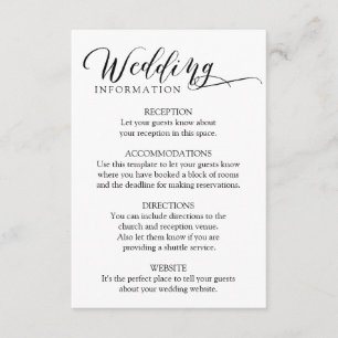 Minimalist Classic Calligraphy Wedding Insert Card