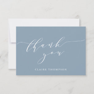 Minimalist Classic Dusty Blue Bridal Shower Custom Thank You Card