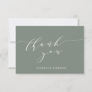 Minimalist Classic Dusty Sage Bridal Shower Flat Thank You Card