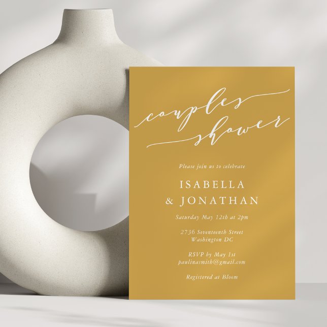 Minimalist Classic Dusty Yellow Couples Shower Invitation (Creator Uploaded)