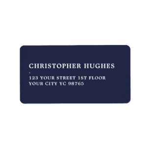 Minimalist Classic Elegant Navy Blue White Label