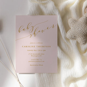 Minimalist Classic Elegant Pink Baby Shower Invitation