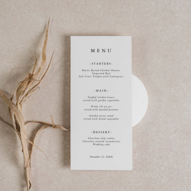 Minimalist Classic Font Wedding Menu Card (Creator Uploaded)