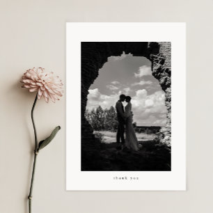 Minimalist Classic Formal Wedding Photo Thank You Card