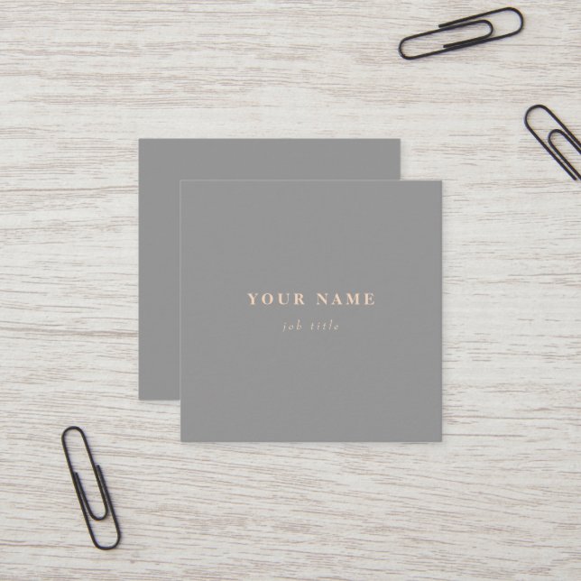 Minimalist Classic Grey Square Business Card (Front/Back In Situ)