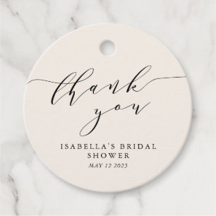Minimalist Classic Ivory Cream Bridal Shower Thank Favour Tags