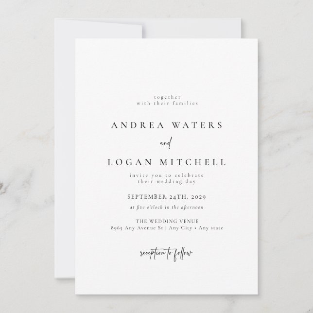Minimalist Classic Modern Wedding Invitations (Front)