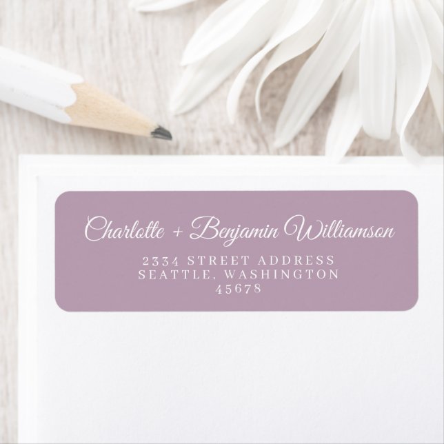 Minimalist Classic Script Lilac Return Address Label (Insitu)