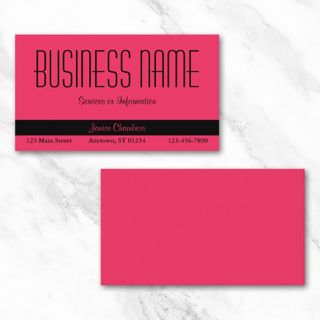 Minimalist Classic Style Pink Business Card (Pink Business Card)