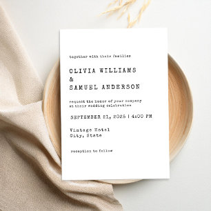 Minimalist Classic Typewriter Wedding Invitation