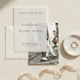 Minimalist Classic Wedding Save The Date  Vellum Invitations