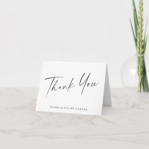 Minimalist Classic White Custom Name Bat Mitzvah Thank You Card