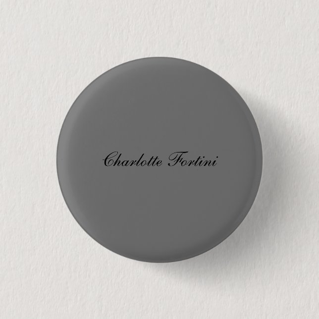 Minimalist Classical Handwriting Script Name Grey 3 Cm Round Badge (Front)