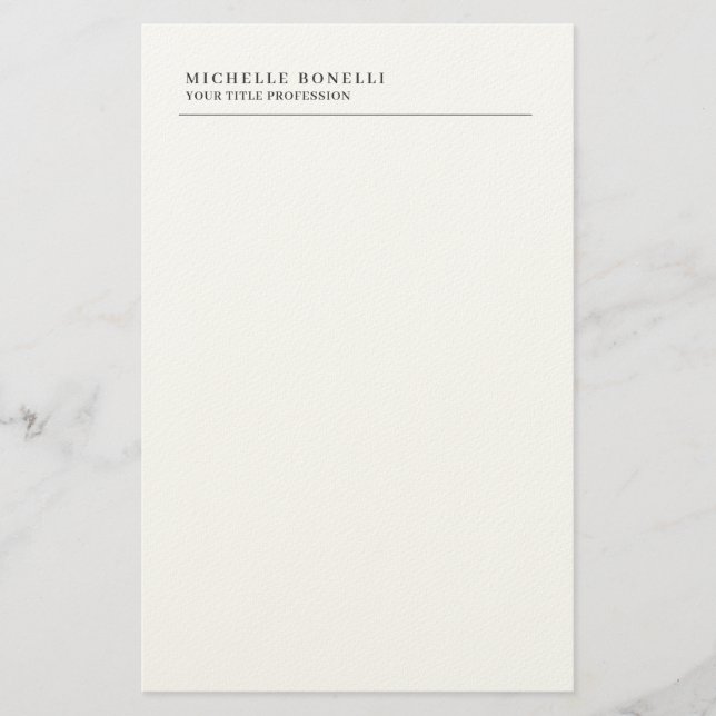 Minimalist Classical Plain Professional Own Name Stationery (Front)