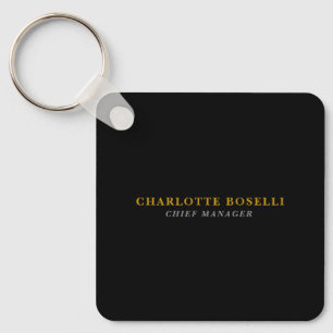 Minimalist Classical Professional Black Gold Color Key Ring