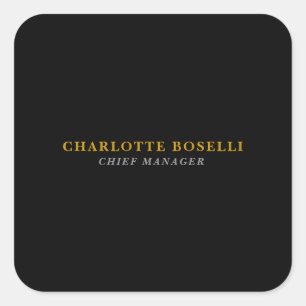 Minimalist Classical Professional Black Gold Color Square Sticker