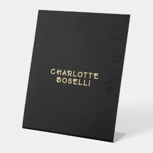 Minimalist Classical Professional Black Gold Colou Pedestal Sign