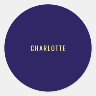Minimalist Classical Professional Blue Color Name Classic Round Sticker