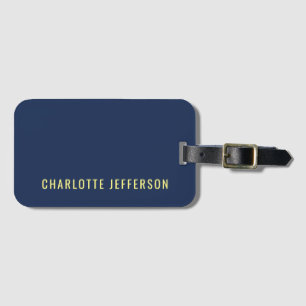 Minimalist Classical Professional Blue Color Name Luggage Tag