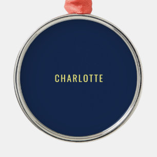 Minimalist Classical Professional Blue Color Name Metal Ornament