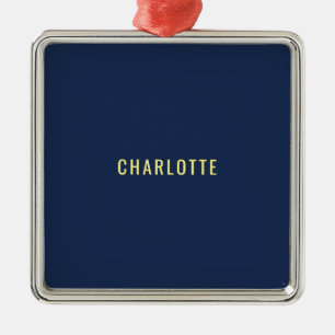 Minimalist Classical Professional Blue Color Name Metal Ornament