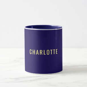 Minimalist Classical Professional Blue Color Name Mug