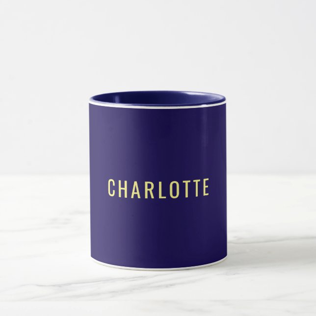 Minimalist Classical Professional Blue Color Name Mug (Center)