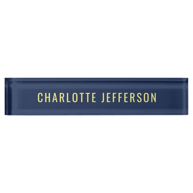 Minimalist Classical Professional Blue Color Name Nameplate (Front)