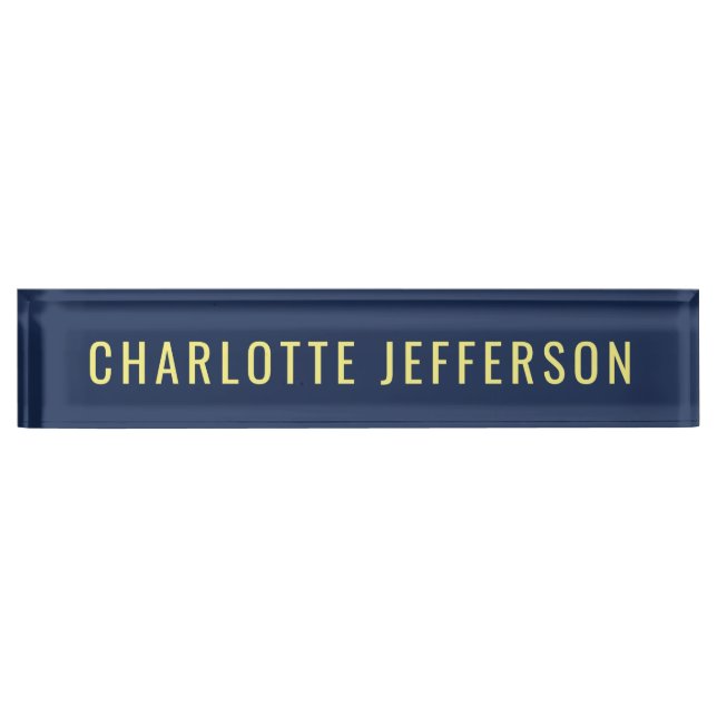 Minimalist Classical Professional Blue Color Name Nameplate (Front)
