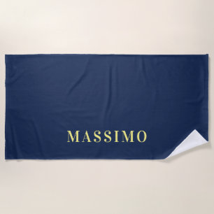 Minimalist Classical Professional Blue Colour Name Beach Towel