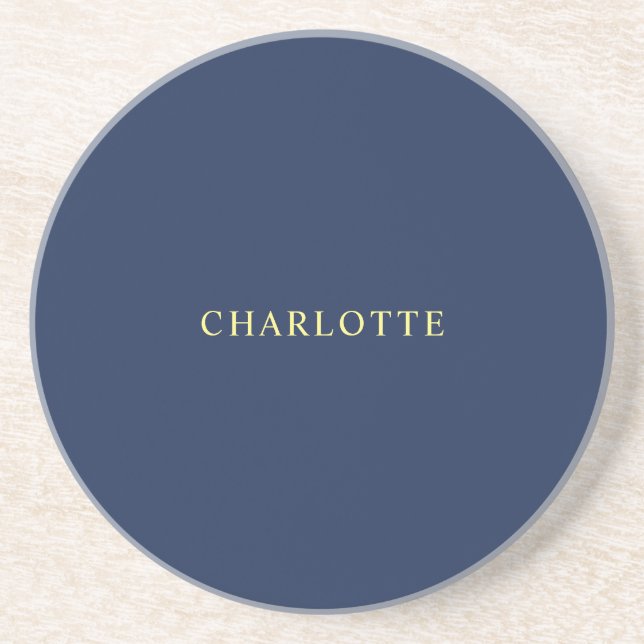 Minimalist Classical Professional Blue Colour Name Coaster (Front)